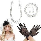 Heliltd 5Pcs Fascinators for Women Tea Party Fascinator Hat for Women Veil Tea Party Hats and Gloves Set