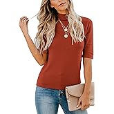 LETSRUNWILD Business Casual Tops for Women Dressy Cute Tops Mock Turtleneck Tshirts Shirts