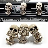 Skull Decor Car Air Freshener Vent Clips, Goth Decor Interior, Gothic Funny Decoration Halloween Horror Skeleton Car Accessories, Skull Stuff Spooky Gifts for Men Women Teens