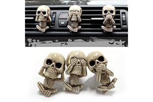 PLUSYES Skull Decor Halloween Car Air Freshener Vent Clips, Goth Decor Interior, Gothic Cool Decoration Horror Skeleton Dashboard Accessories Spooky, Cute Funny Gifts for Men Women