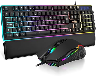 RedThunder K10 Wired Keyboard and Mouse Combo UK Layout RGB Backlight 7200 DPI