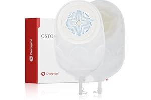 DERAYMI 10 Pack Urostomy Bags, Drainable One Piece System Urostomy Pouches, Anti-Backflow Ostomy Bags with Drain Valve Closure for Urostomy Stoma Drainable Care 15-65mm Cut-to-Fit