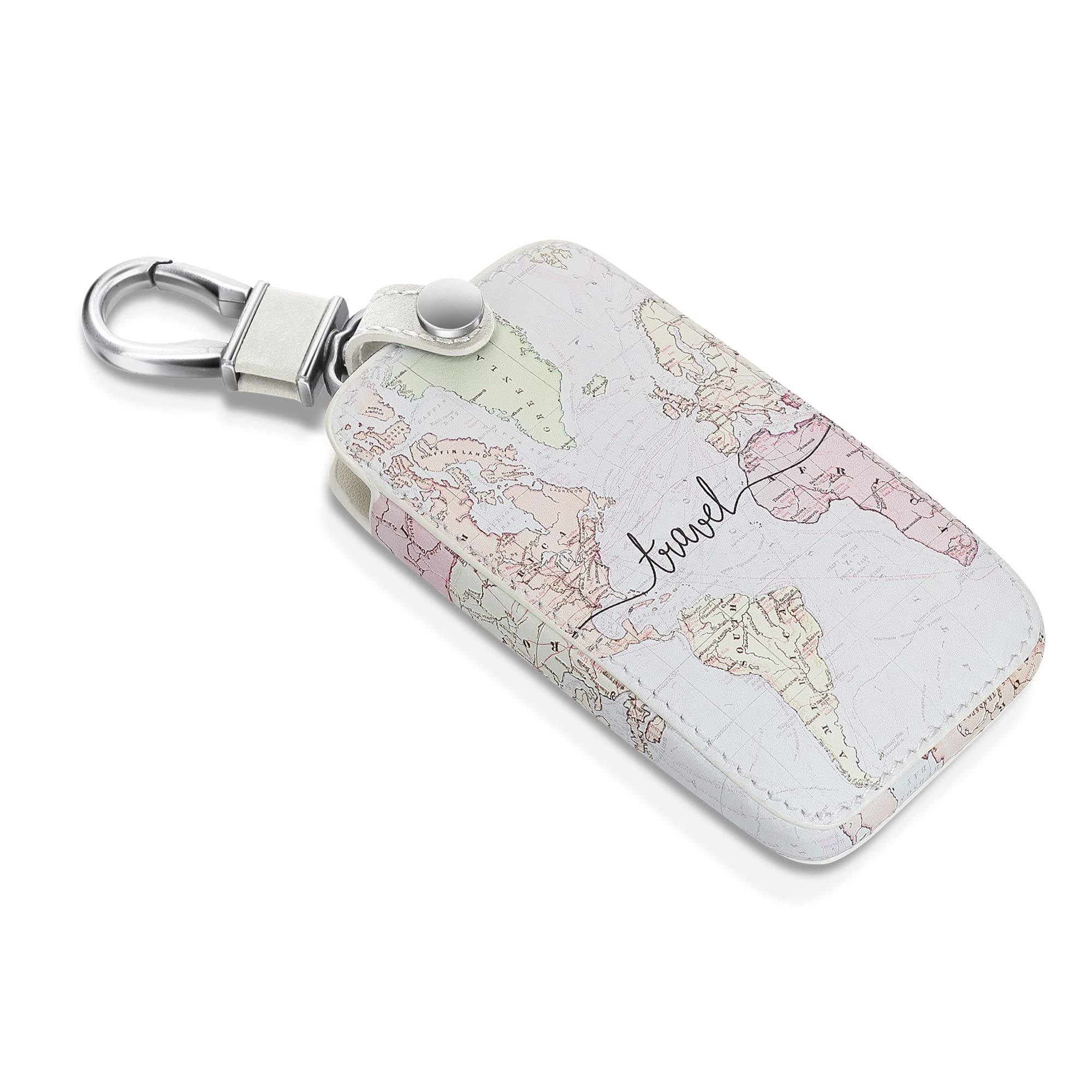 kwmobile Key Cover Compatible with Renault 4 Button Car Key Smart Key (only Keyless Go) - Faux Leather - Travel Black/Multicolor