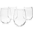 Amazon Basics Stemless Wine Glasses (Set of 4), 15 oz