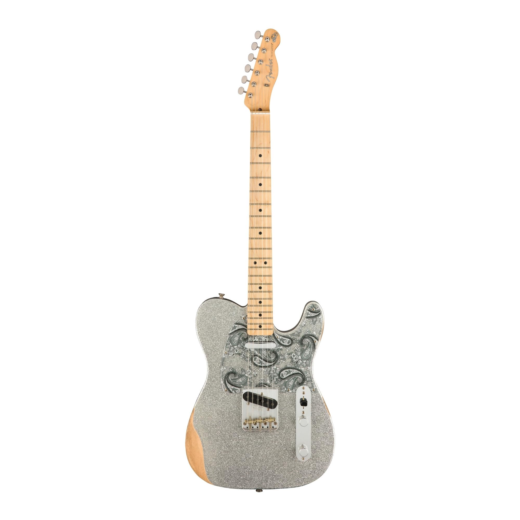 Guitarra eléctrica Fender Brad Paisley Road Worn Telecaster, brillo plateado, diapasón de arce