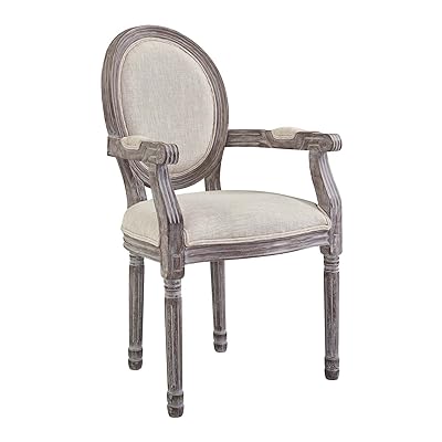 Modway Emanate French Vintage Upholstered Dining Armchair, Beige