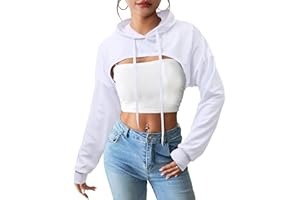 Durio Women Long Sleeve Cropped Hoodies Sweatshirt Super Crop Tops Hip Hop Dance Hoodie