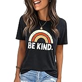 IRISGOD Womens Graphic Tees Casual Summer Short Sleeve Vintage T Shirts Tops