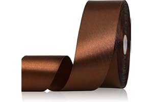 Sagaat Brown Ribbon 1-1/2 Inch 50 Yards, Solid Satin Ribbon for Flower Bouquet, Crafts, Gift Wrapping, Bridal Invitations, Hair, Festival and Party Decorations