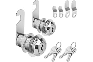 Pertinel Cam Lock Keyed Different 1-1/8" Cabinet Locks with Keys Secure Files Drawers RV Storage Locks Replacement Set, Zinc Alloy(Silver 2PCS,1-1/8 Inch)