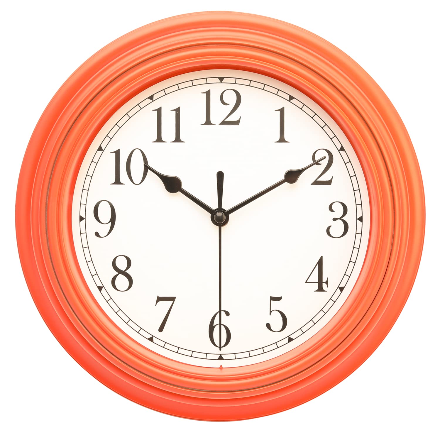 Topkey Silent Wall Clock Kitchen 9 Inch Retro Non-ticking Decorative Bedroom Office Wall Clock - Tangerine Red — image 1