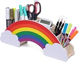 EXERZ Rainbow Pencil Holder 6 Compartment Desk Organiser with 50 Star Stickers view 8