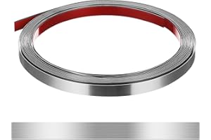 VILLFUL Stainless Steel Wall Trim Strip 5m Brushed Silver 10mm Self-adhesive Peel and Stick Molding