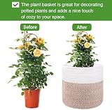 tenn well 30cm Indoor Plant Pot Basket with Liner Cotton Woven White Khaki view 2