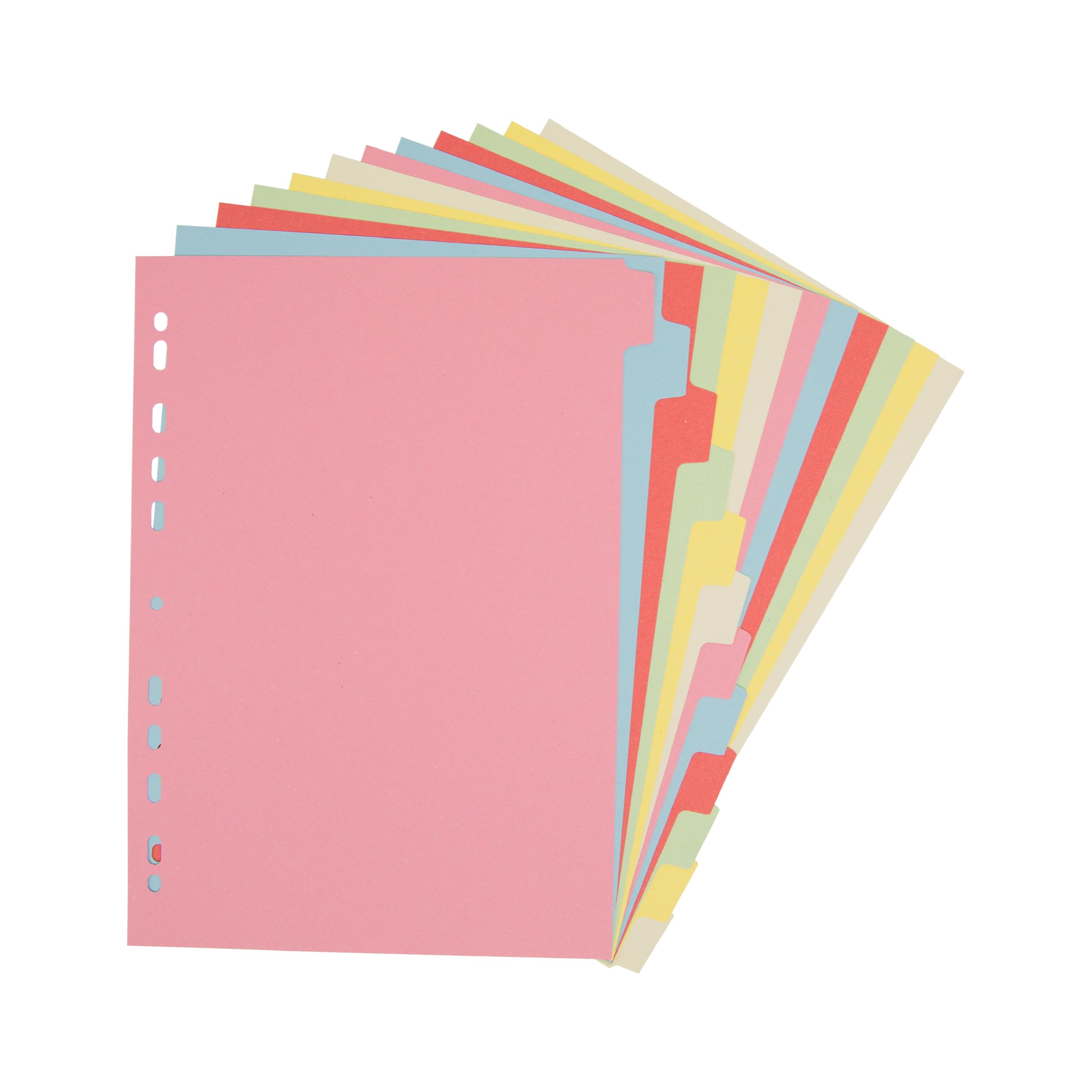 Elba A4 12-Part Card Dividers – Assorted Colours, Multi-Punched, 240gsm Recyclable Manilla