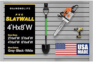 DLDIRECT 48" X 96" - Grey Slatwall Panel Garage Organizer: Heavy Duty Wall Mounted PVC Rack, Interlocking Slat Paneling for Garage Storage, Slotwall Board, Shelves System