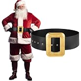 JASGOOD Christmas Santa Claus Adults Wide Leather Belt - Black Pirate Belt Gold Buckle Men Novelty Costume Cosplay Accessory