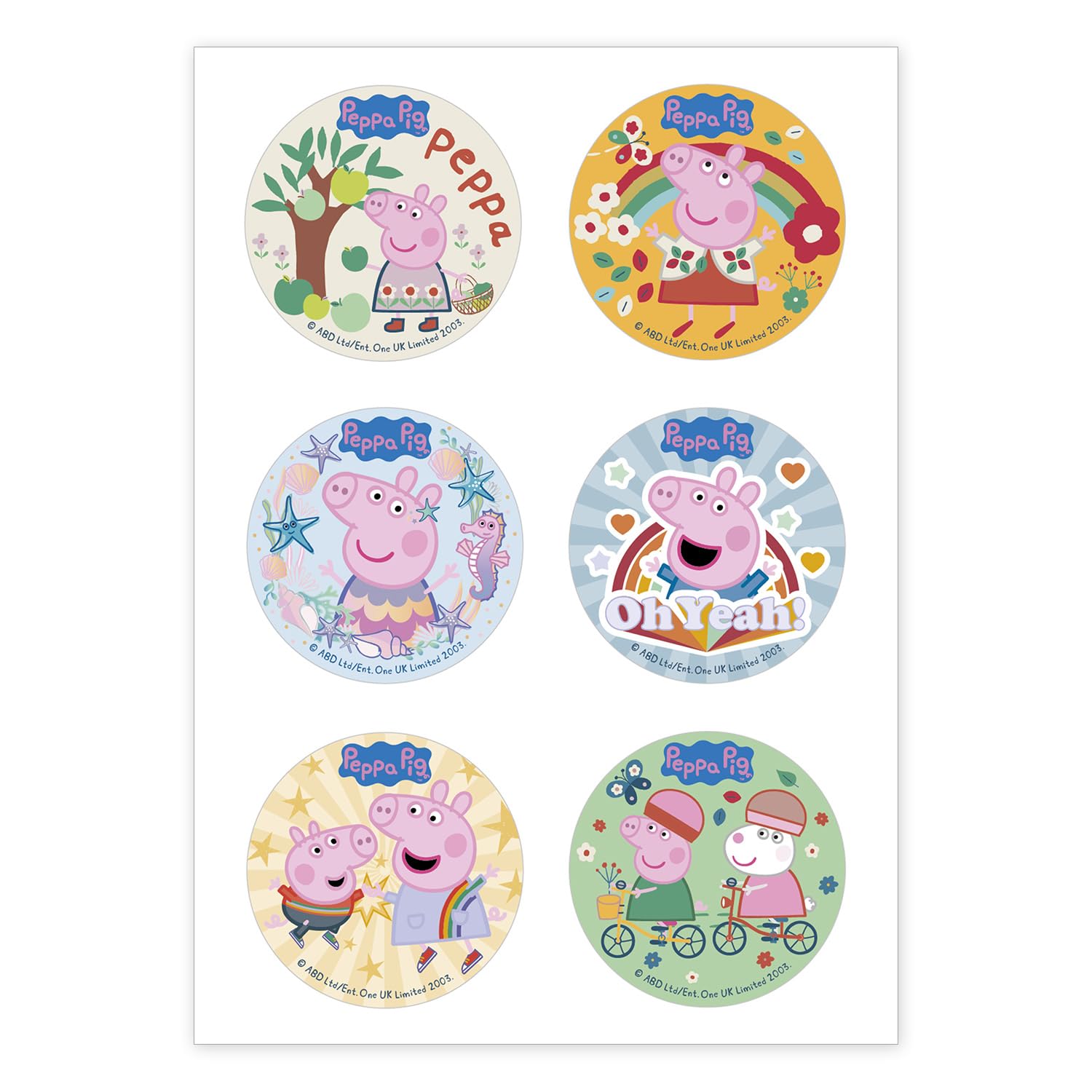 Dekora - 6 Mini Peppa Pig Edible Discs for Cupcakes, Muffins or Cookies, cake toppers - 5.8 cm