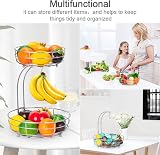 Mutool 2-Tier Fruit Basket with Banana Hanger Detachable Countertop Silver view 5