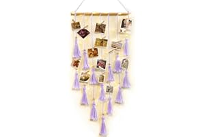 ANROYE Macrame Hanging Photo Display, Picture Holder with 30 Clips for Bedroom Wall, Polaroid Boho Gallery Hangers with LED Light String, Room Decor Gifts for 10 11 12 13 14 Year Old Teen Girl