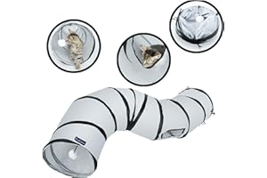 PetLike S Way Cat Tunnel Collapsible Pop-up Pet Tube Hideaway Play Toy with Ball (S-Way, Grey)