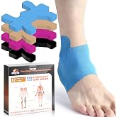 KTQUICK Precut Kinesiology Tape for Ankle,12PCS,20% Stronger Adhesive,Blue | Ankle Support Tape with Premium Cotton, Breathable, Waterproof, Latex-Free Athletic Tape for Running, Training &amp; Hiking