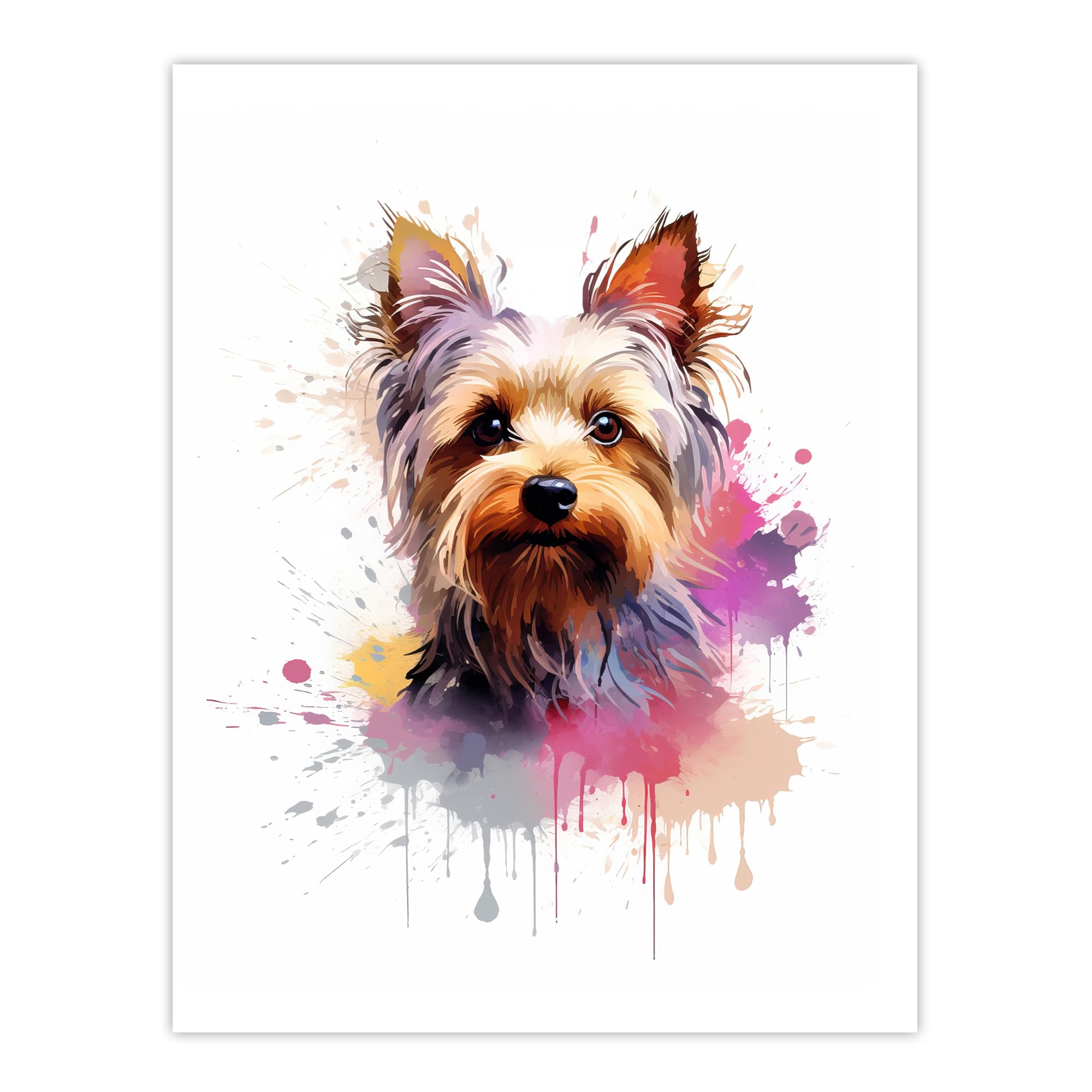 Artery8 Yorkshire Terrier Lovers Gift Watercolour Pet Portrait Painting Artwork Large Wall Art Poster Print Thick Paper 18X24 Inch