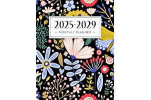 2025-2029 Monthly Planner: 5 years from January 2025 through December 2029 with Holidays and Inspirational Quotes- Vibrant Flowers Cover