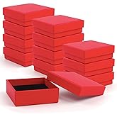 Gift Box Necklace Earring Ring Box Gift Box,12 Pieces Square Cardboard Jewelry Gift Boxes,Cotton Filled Cardboard Paper Jewelry Box Gift Case (3.5x3.5x1.25 Inches) (Red)