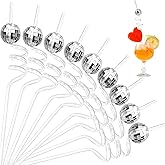 Nicunom 30 Pcs Disco Ball Straws 70s Mirror Decorative Straws Silver Disco Straw, Retro Party Decorations for Dance Holiday Wedding Birthday Bachelorette Party Supplies