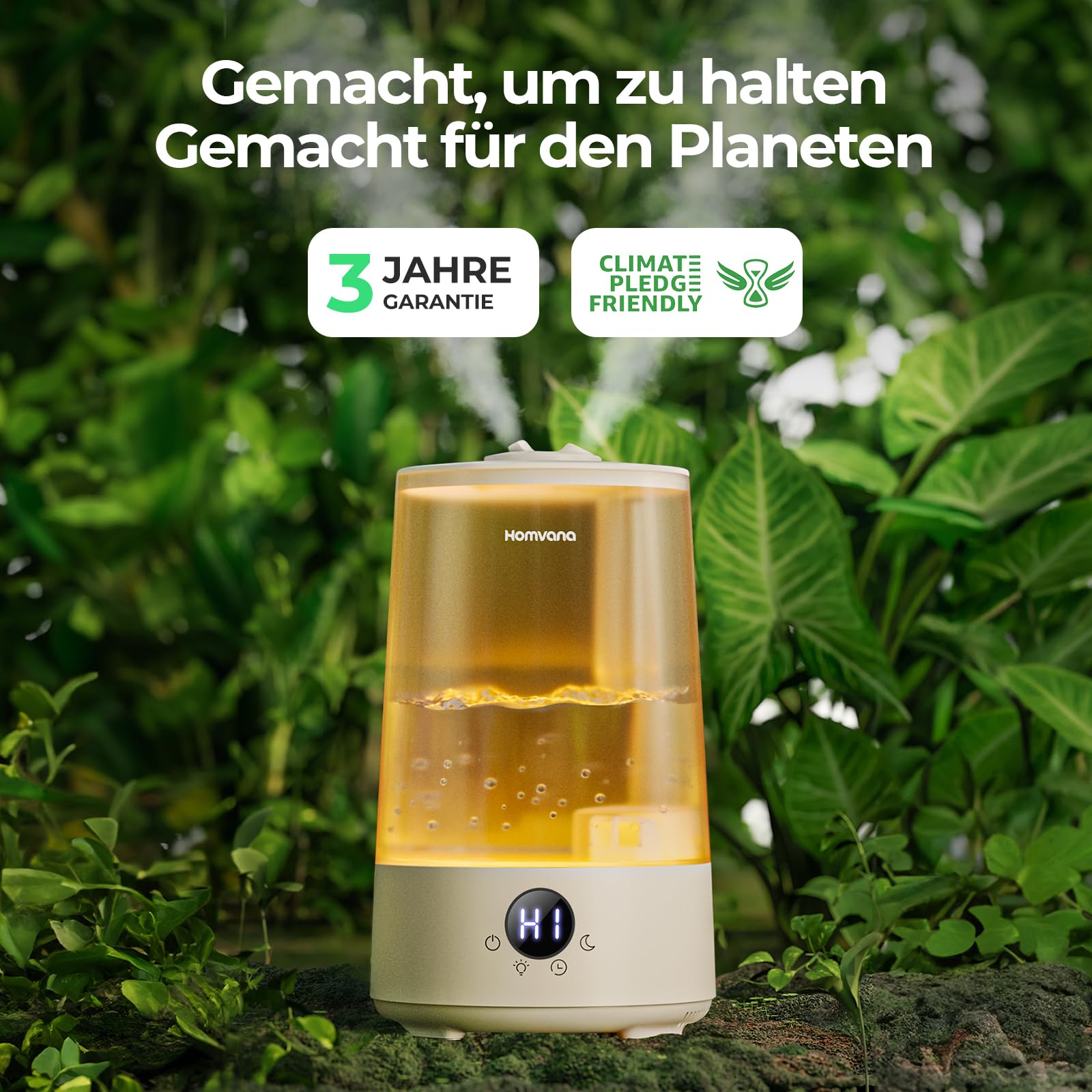 Homvana Luftbefeuchter Schlafzimmer Top-Fill, 3.6L 360°Cool Mist 34H Dauerhaft, Ruhig 16dB (SilentSpary Tech) Klein, Kinderzimmer Baby, BPA Free, Aromadiffusor für Pflanzen 7-Color Night Light