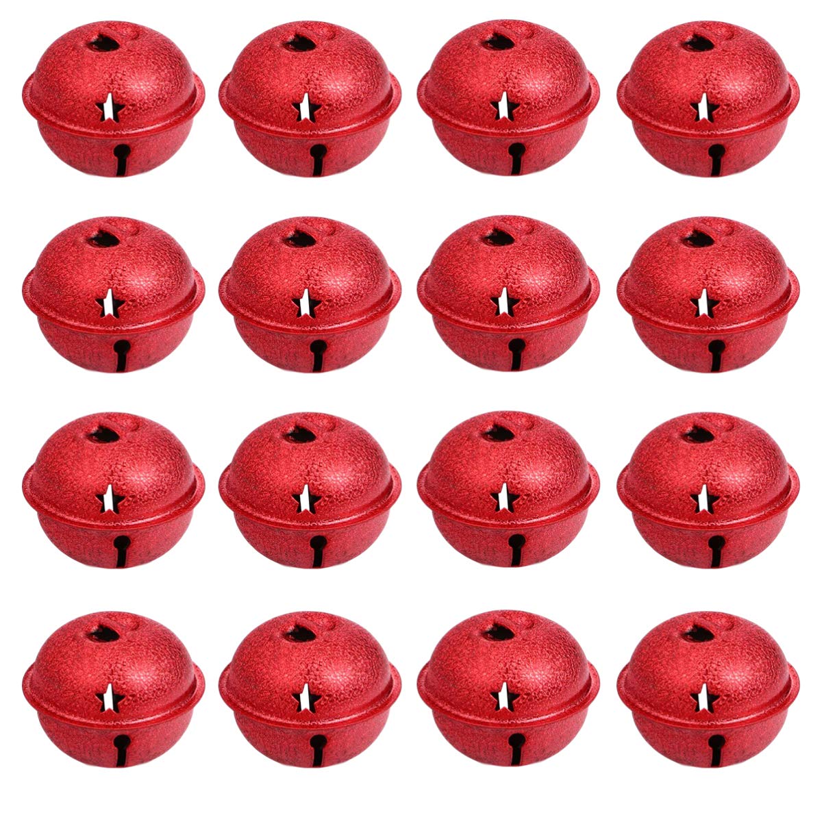 EXCEART 30Pcs 4Cm Five-Pointed Star Bells Christmas Craft Diy Ornaments for Holiday Decoration Keychain and Wreath Making