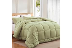 Mosluna Sage Green Comforter Set Full Size, 3 Piece Bedding Comforters for All Season, Bed Set with 1 Down Alternative Duvet Insert 82×86 Inches and 2 Pillow Cases (Full, Light Green)