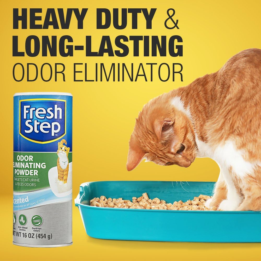 Fresh Step Cat Litter Box Odor Eliminating Powder | Cat Deodorizer For Litter Box, 16 Ounces: Pet Supplies