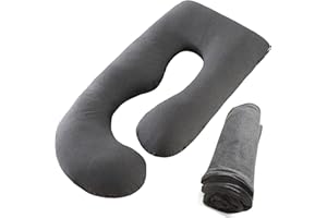 BATTOP Pregnancy Pillow Cover for U+J Shaped Body Pillow,57 inch Large Pregnancy Pillowcase,Cooling,Machine Washable Replacement Cover,Fits Most 55/57 Inch,Cover Only