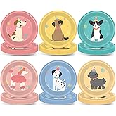 60pcs Pet Dog Birthday Party Supplies Vintage Puppy Paper Plates 7 Inch Retro Puppy Face Dessert Plates Cute Dog Themed Table Decorations Tableware for Kids Birthday Baby Shower Disposable Party Favor