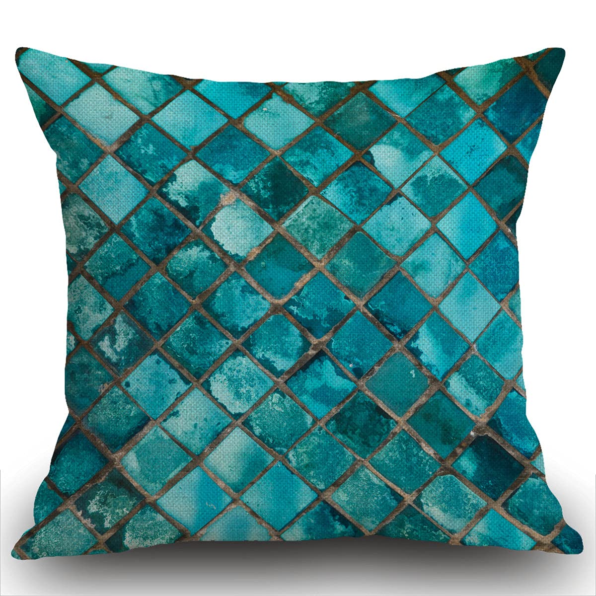 Smooffly Turquoise Blue Cushion Cover Outdoor Furniture Decorative Linen Square Double Sided Printing Pillow Cover for Home Office Sofa Couch Car Garden 45 x 45cm 18 x 18 inches