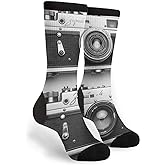 NGFF Black and White Camera Photography Men Women Casual Crazy Funny Athletic Sport Colorful Fancy Novelty Graphic Crew Tube Socks