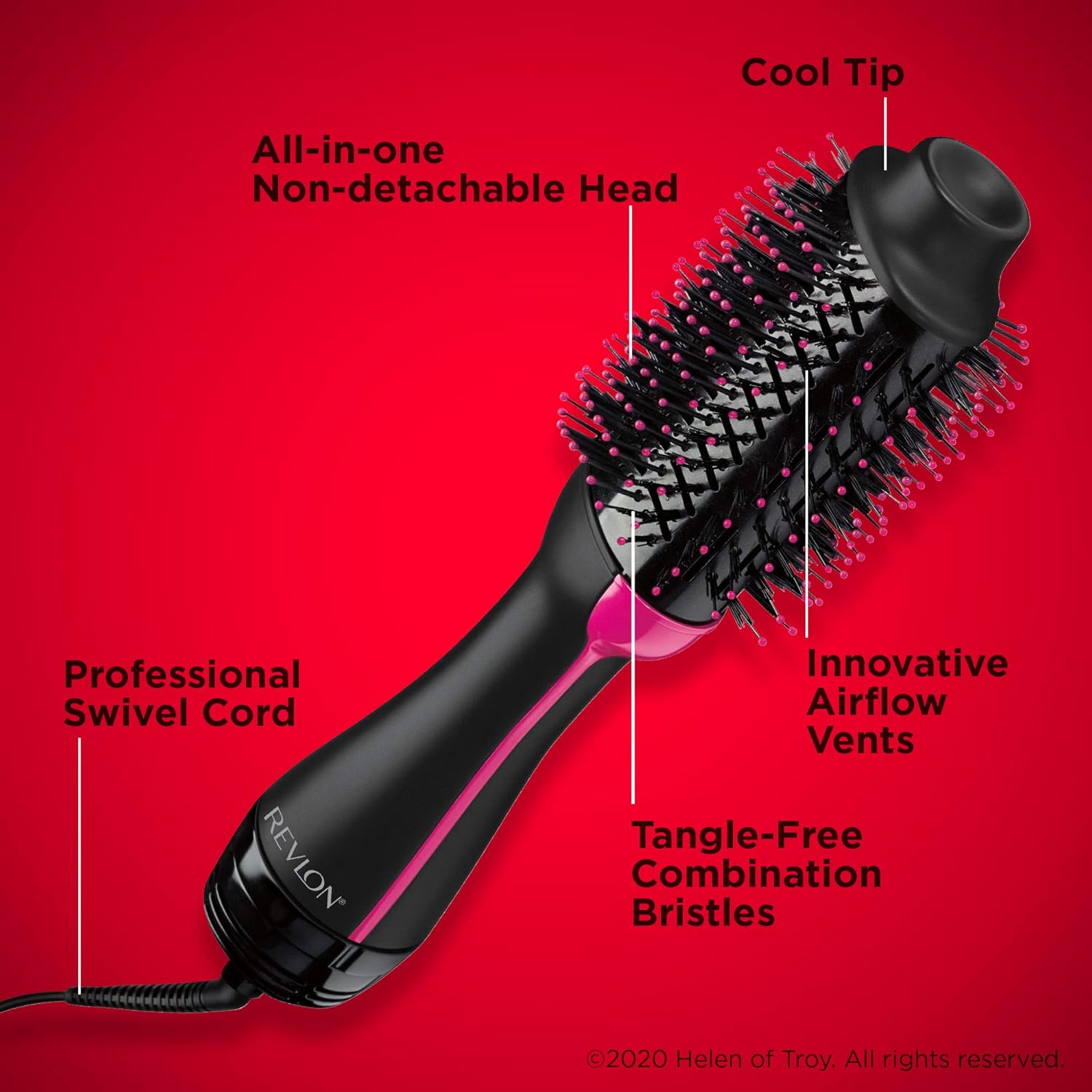 Revlon One-Step Hair Dryer And Volumizer Hot Air Brush, Black, Packaging May Vary : Beauty