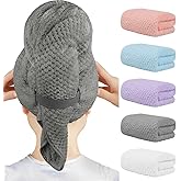 HOMEXCEL 5 Pack Large Microfiber Hair Towel Wrap for Women, Super Soft Hair Drying Towel, Fast Drying Hair Turbans for Wet Ha