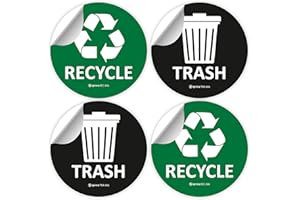 IGNIXIA Recycle Stickers for Trash Can, (Pack of 02) 6x6 Inches Large Blue (Green and Black)