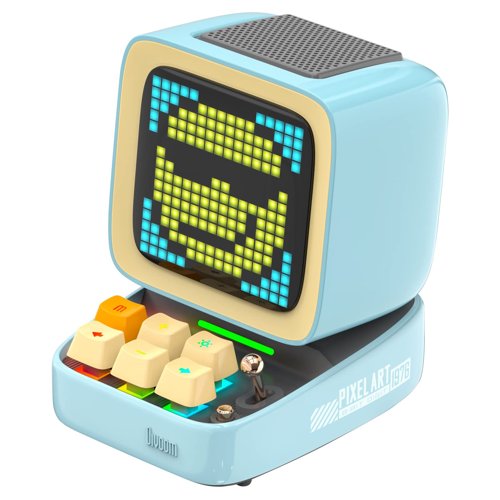 Divoom Ditoo Retro Pixel Art Bluetooth Speaker with Programmable RGB Led Screen, Gaming Gadget with Mechanical Keyboard, Also a Smart Alarm Clock (Blue)