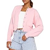 Cioatin Women Y2K Open Front Button Down Crop Sweater Cardigan Long Sleeve Lightweight Knit Pullover Fall Outfits Tops