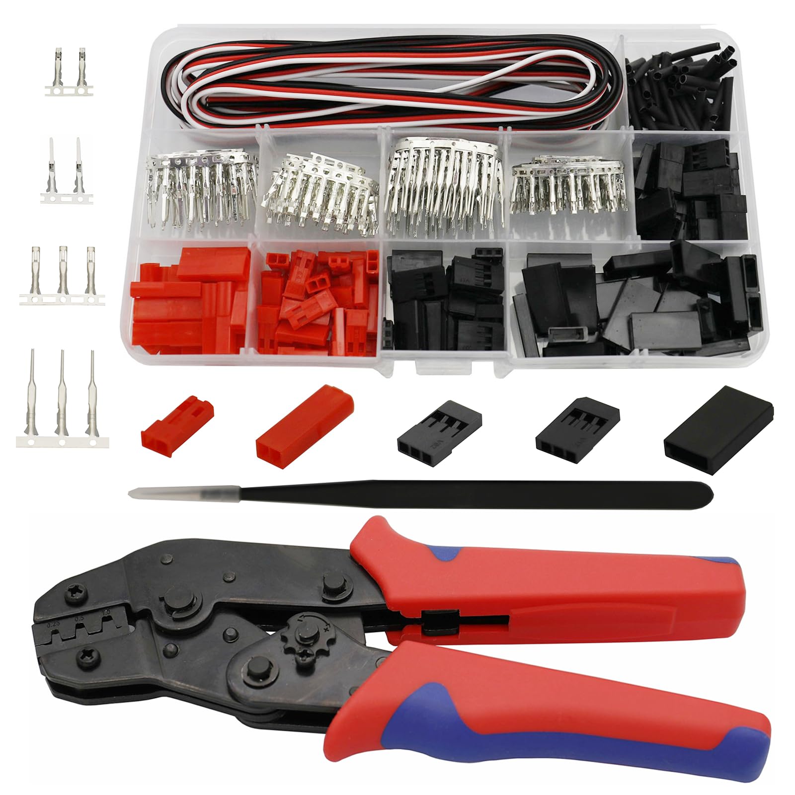 Photo 1 of Didamx 50 Sets JST Servo Connectors Male Female Crimp Pin and Cable Kit with Crimping Tool Compatible for Hitec, Futaba, Spektrum Model Airplanes and RC Cars