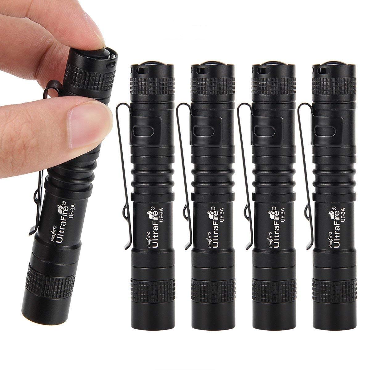 ULTRAFIRE Mini LED Torch Small Flashlight Penlight Keyring Torch Waterproof with Clip Pocket Flashlight Portable Medical Doctor Nurse Children Torch Light 70Lumens, UF-3AS (5 PCS)
