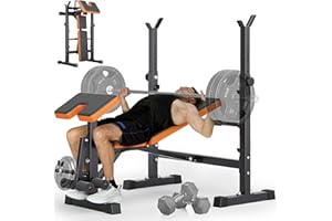 YOLEO 6 in 1 Weight Bench Set for Home Gym, Fast Folding & Adjustable Workout Bench, Bench Press Rack/Leg Extension/Preacher Curl/Sit up
