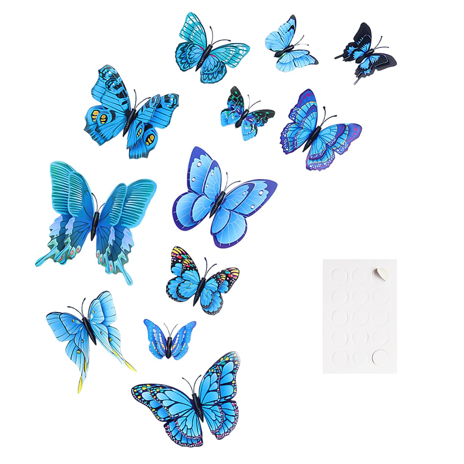 12 Packs Of Blue Butterflies, Magnetic Stickers, Magnetic Stickers, Magnetic Door Refrigerator Stickers, Simulation Butterfly Stickers, Three-Dimensional Butterfly Stickers