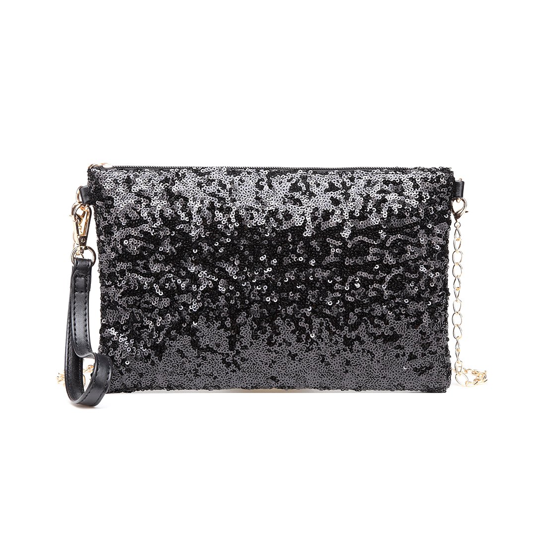 Miss Lulu Mini Crossbody Bag for Women Clutch Chain Shoulder Bag Evening Party Shining Sequins Black