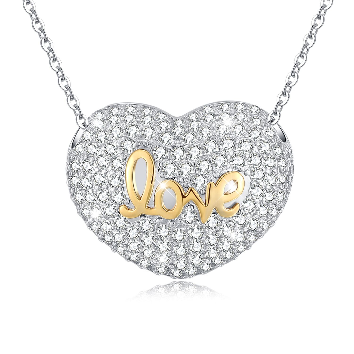MEGA CREATIVE JEWELRY Heart Necklace Inlaid with Love for Girls Made with Swarovski Crystals Gifts