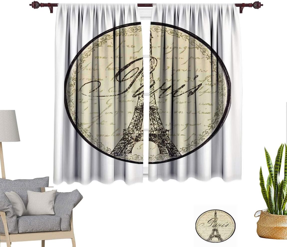 Cortina de ventana para dormitorio de París, estilo vintage con tema de